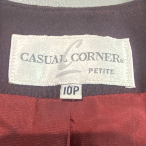 Vintage CASUAL CORNER 2 Piece Suit Set Skirt Blazer Petite 10 Womens 10P Purple - Picture 4 of 16